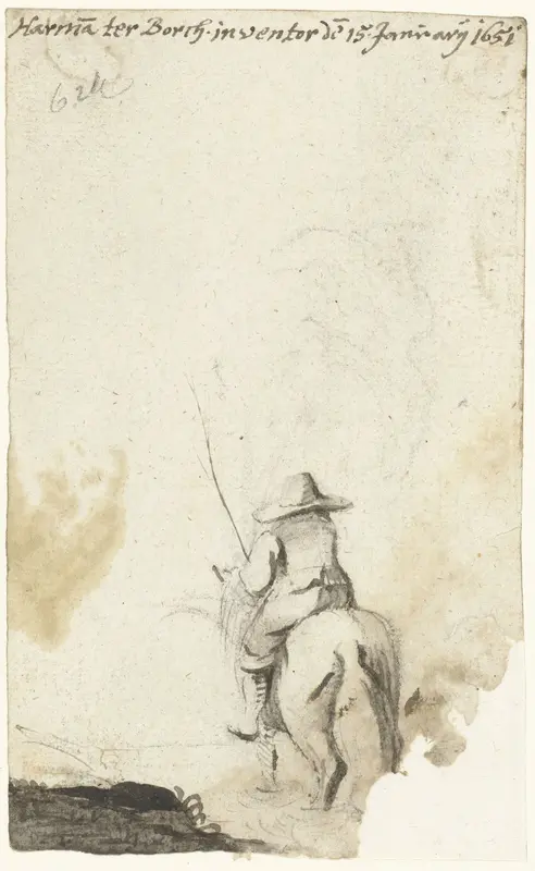 Ruiter te paard in een landschap Wall Art by Unknown - High-Resolution Digital Print