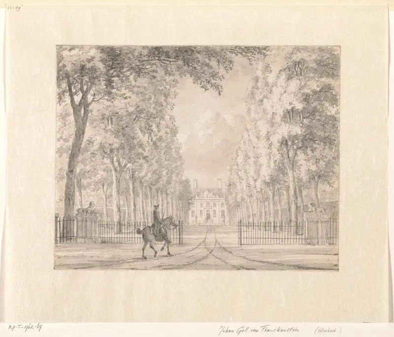 Ruiter voor het hek van een buitenplaats (Velserbeek?) Wall Art by Johann Goll van Frankenstein (I) - High-Resolution Digital Print