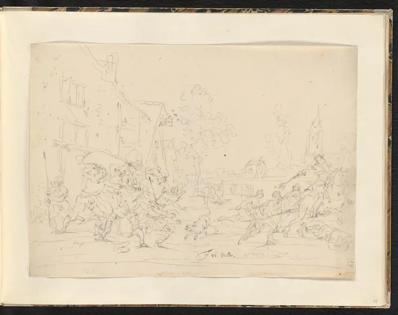 Ruiters bestormen een dorp Wall Art by Unknown - High-Resolution Digital Print