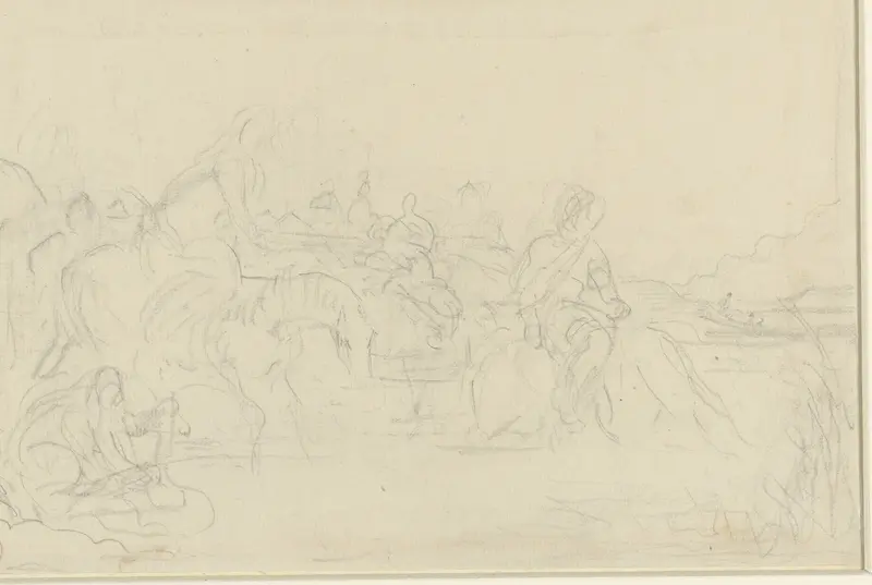 Ruiters laten hun paarden drinken Wall Art by Eugène Delacroix - High-Resolution Digital Print