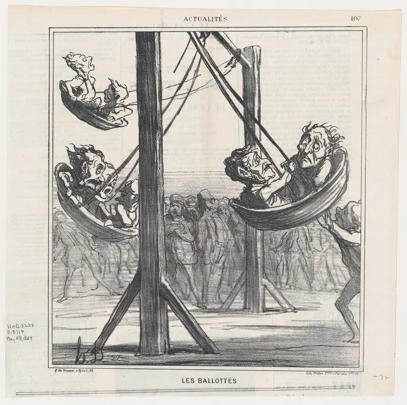 Run-off elections, from 'News of the day,' published in Le Charivari, May 28, 1869 Wall Art by Honoré Daumier - High-Resolution Digital Print