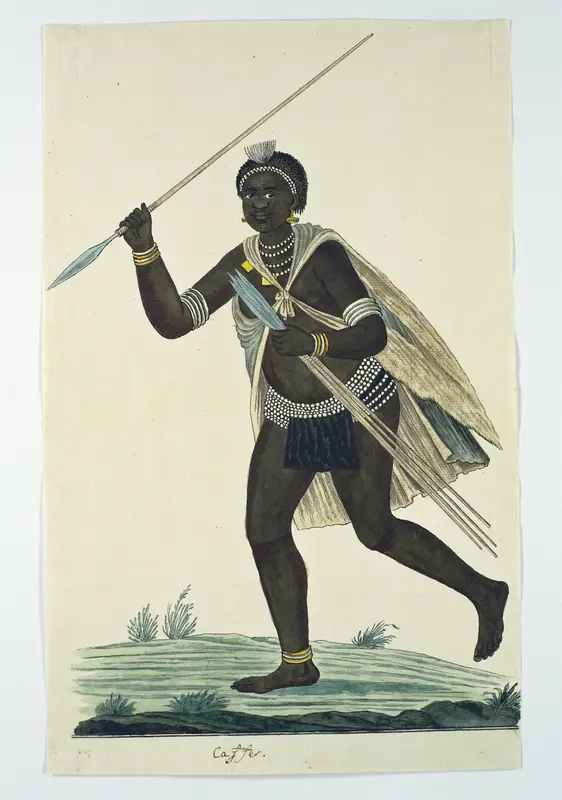 Running man holding an assegai in his right hand and four assegais in his left Wall Art by Robert Jacob Gordon - High-Resolution Digital Print