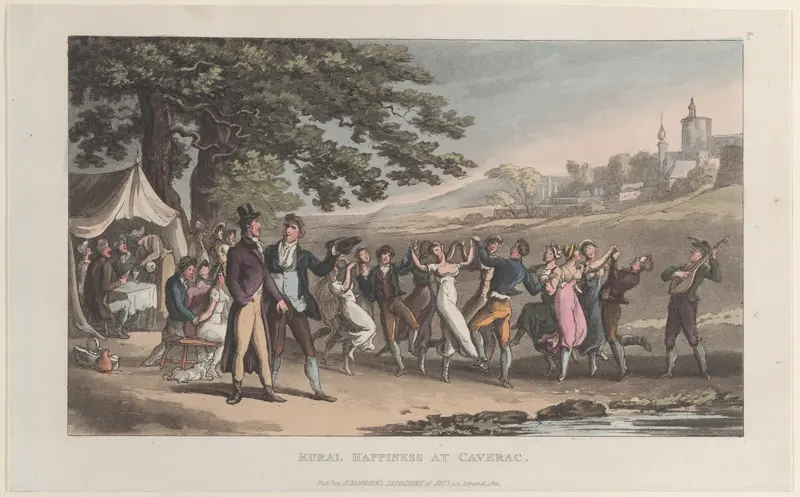Rural Happiness at Caverac, from "Journal of Sentimental Travels in the Southern Provinces of France, Shortly Before the Revolution" Wall Art by Thomas Rowlandson - High-Resolution Digital Print
