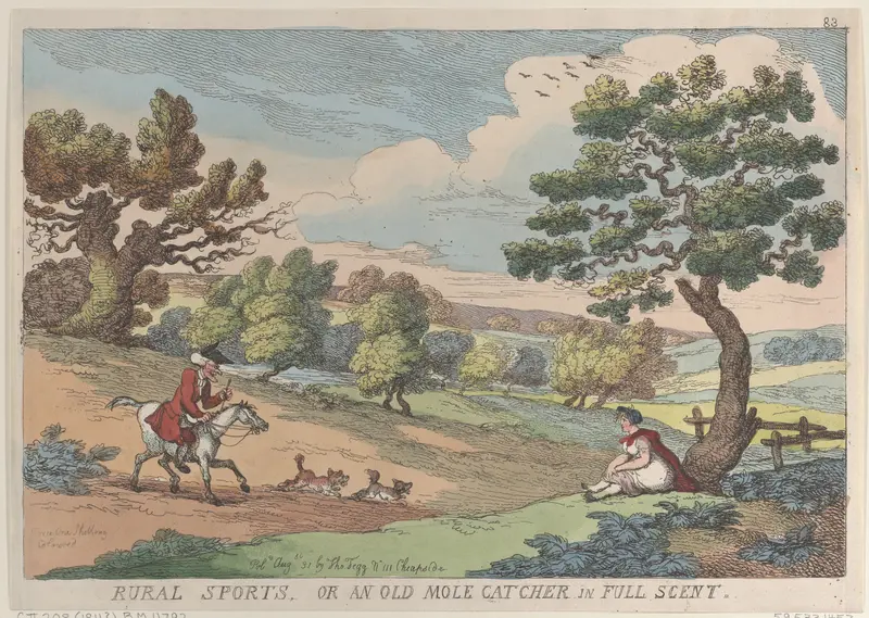 Rural Sports, or an Old Mole Catcher in Full Scent Wall Art by Thomas Rowlandson - High-Resolution Digital Print