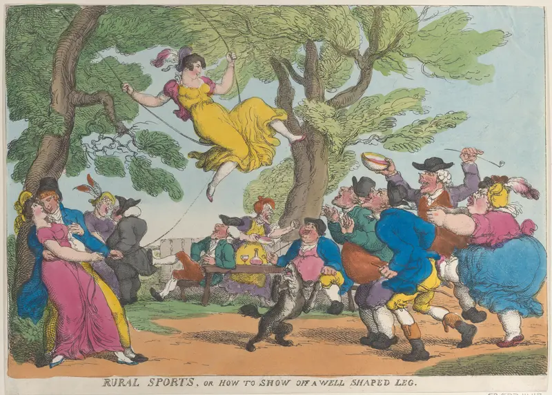 Rural Sports, or How to Show Off a Well Shaped Leg Wall Art by Thomas Rowlandson - High-Resolution Digital Print