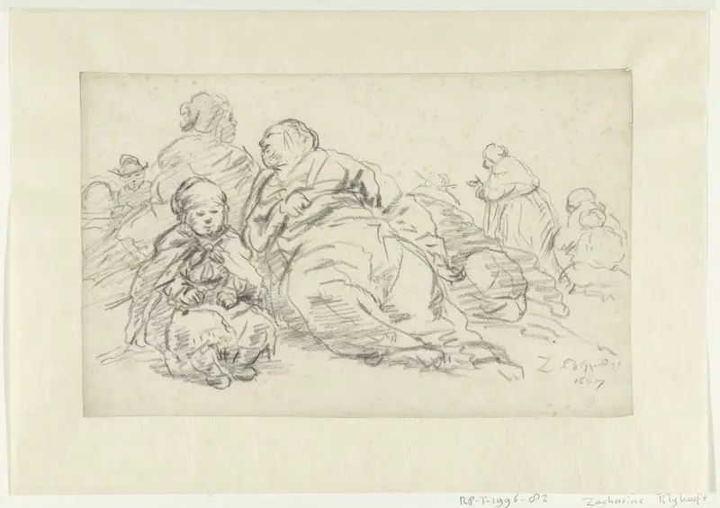 Rustende vrouwen en kinderen Wall Art by Unknown - High-Resolution Digital Print