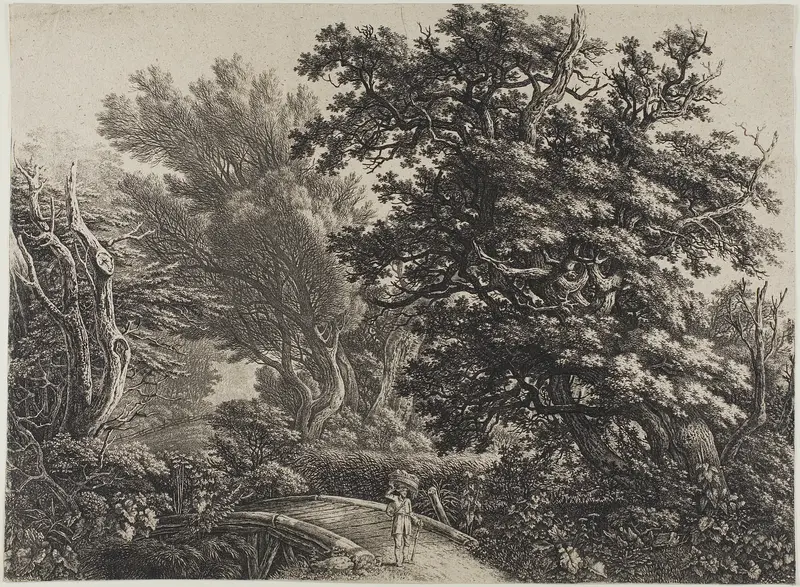 Rustic Bridge in a Tangled Wood Wall Art by Carl Wilhelm Kolbe, the elder - High-Resolution Digital Print
