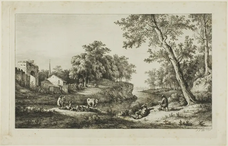 Rustic Landscape in Ambronay Wall Art by Jean Jacques de Boissieu - High-Resolution Digital Print