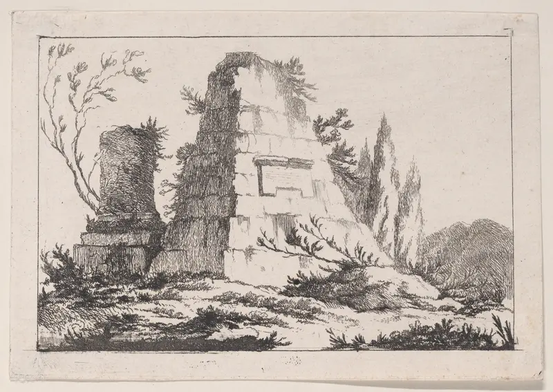 Rustic Landscape with Stone Monument Wall Art by Louis Philippe Joseph, duc de Chartres - High-Resolution Digital Print