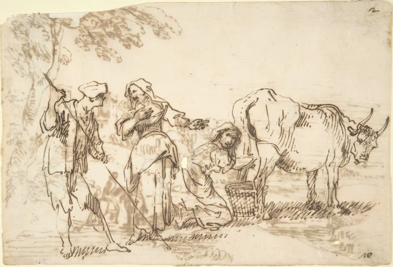 Rustic Scene (recto); Landscape (verso) Wall Art by Anonymous, Italian, 17th century - High-Resolution Digital Print