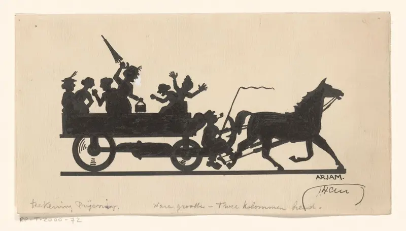 Ruziënde vrouwen in een paardenkar Wall Art by Unknown - High-Resolution Digital Print