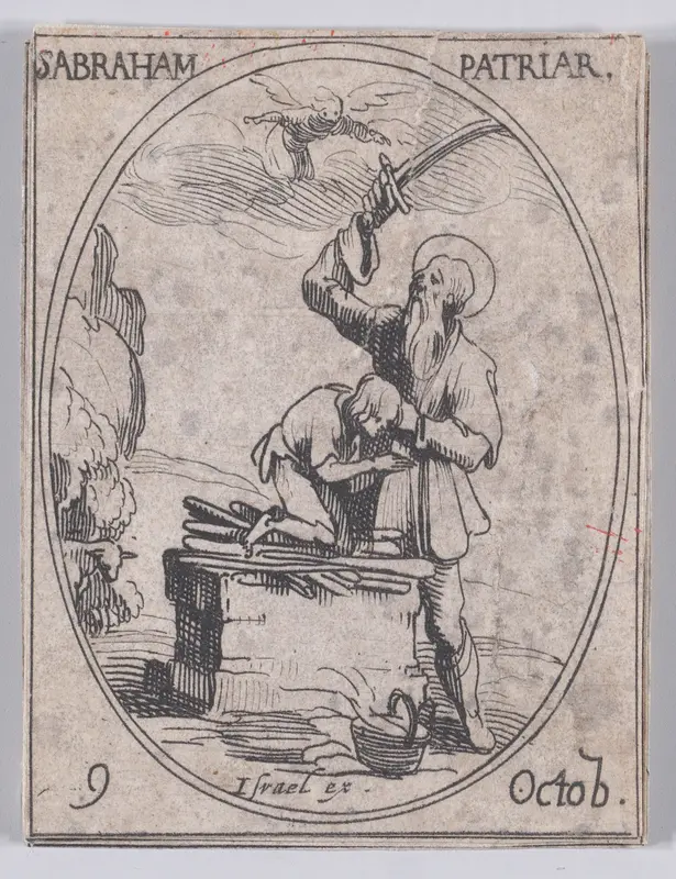 S. Abraham, patriarche (St. Abraham, Patriarch), October 9th, from "Les Images De Tous Les Saincts et Saintes de L'Année" (Images of All of the Saints and Religious Events of the Year) Wall Art by Jacques Callot - High-Resolution Digital Print
