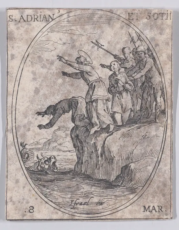 S. Adrien et Ses Compagnons (St. Adrian and His Companions), March 8th, from "Les Images De Tous Les Saincts et Saintes de L'Année" (Images of All of the Saints and Religious Events of the Year) Wall Art by Jacques Callot - High-Resolution Digital Print