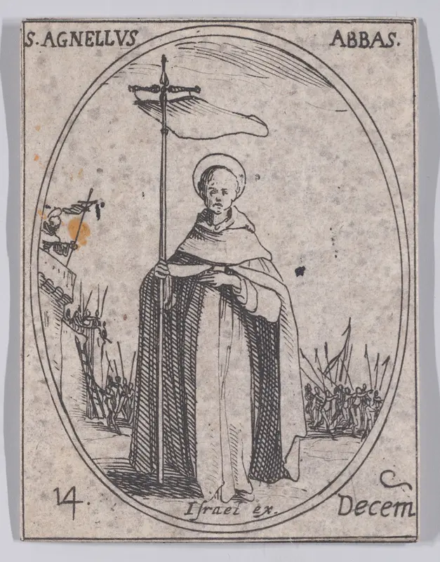 S. Agnelet, abbé (St. Agnellus, Abbot), December 14th, from "Les Images De Tous Les Saincts et Saintes de L'Année" (Images of All of the Saints and Religious Events of the Year) Wall Art by Jacques Callot - High-Resolution Digital Print