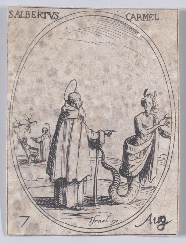 S. Albert, carmélite (St. Albert, Carmelite), August 7th, from "Les Images De Tous Les Saincts et Saintes de L'Année" (Images of All of the Saints and Religious Events of the Year) Wall Art by Jacques Callot - High-Resolution Digital Print