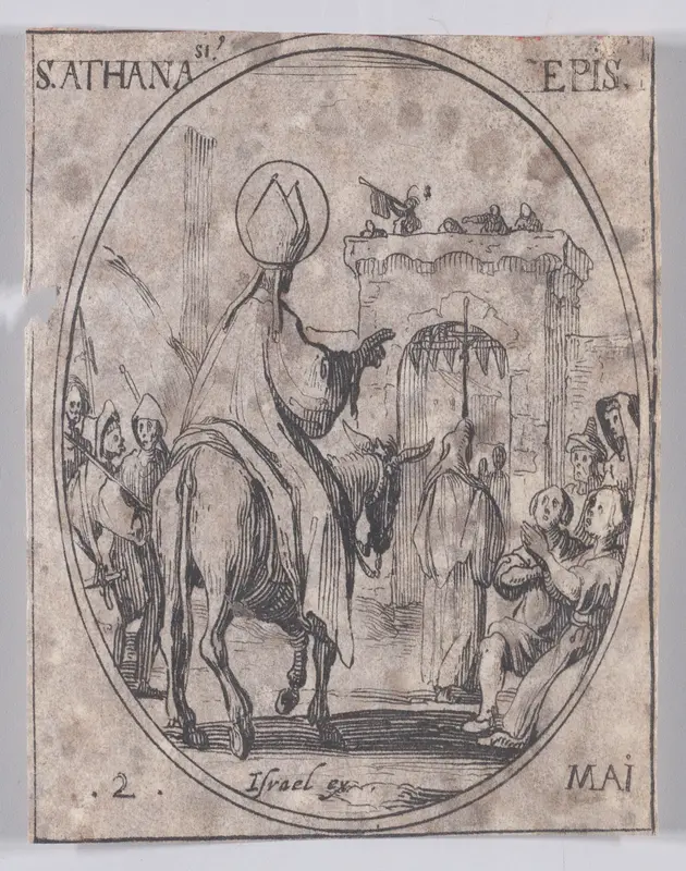 S. Athanase, évêque (St. Athanasius, Bishop), May 2nd, from "Les Images De Tous Les Saincts et Saintes de L'Année" (Images of All of the Saints and Religious Events of the Year) Wall Art by Jacques Callot - High-Resolution Digital Print