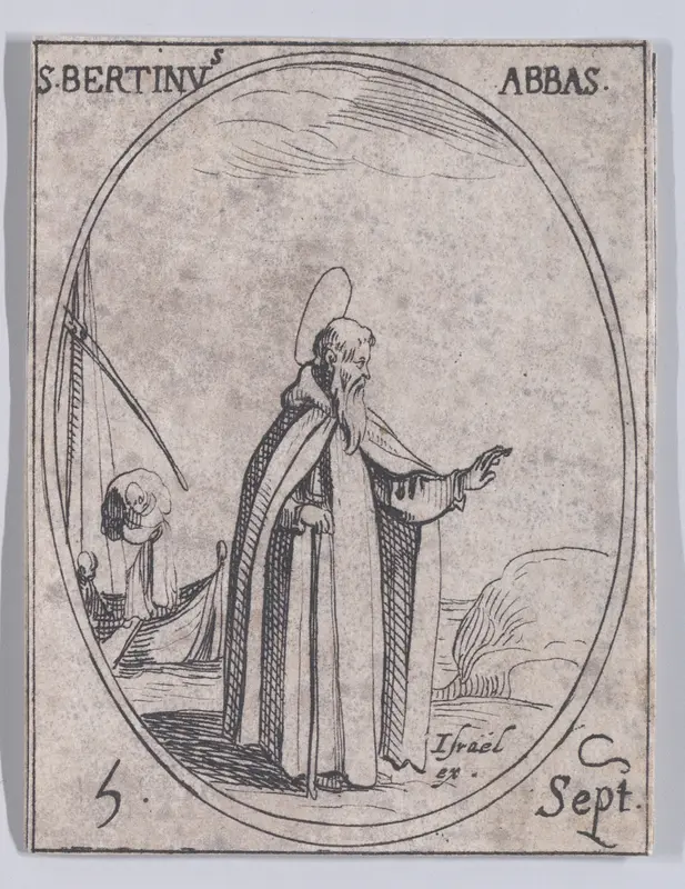S. Bertin, abbé (St. Bertinus, Abbot), September 5th, from "Les Images De Tous Les Saincts et Saintes de L'Année" (Images of All of the Saints and Religious Events of the Year) Wall Art by Jacques Callot - High-Resolution Digital Print