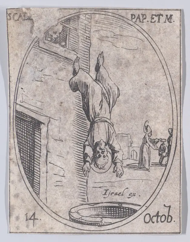 S. Calixte, pape et martyr (St. Callixtus, Pope and Martyr), October 14th, from "Les Images De Tous Les Saincts et Saintes de L'Année" (Images of All of the Saints and Religious Events of the Year) Wall Art by Jacques Callot - High-Resolution Digital Print