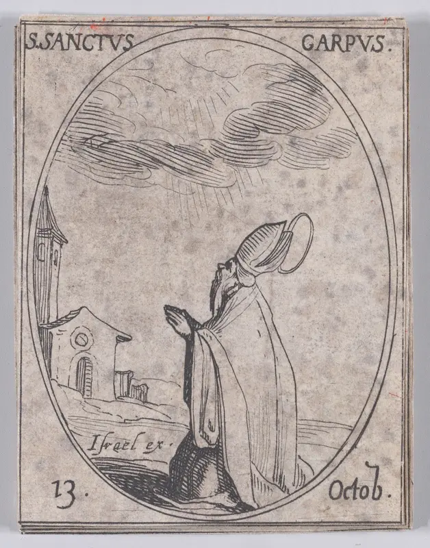 S. Carpe (St. Carpus), October 13th, from "Les Images De Tous Les Saincts et Saintes de L'Année" (Images of All of the Saints and Religious Events of the Year) Wall Art by Jacques Callot - High-Resolution Digital Print