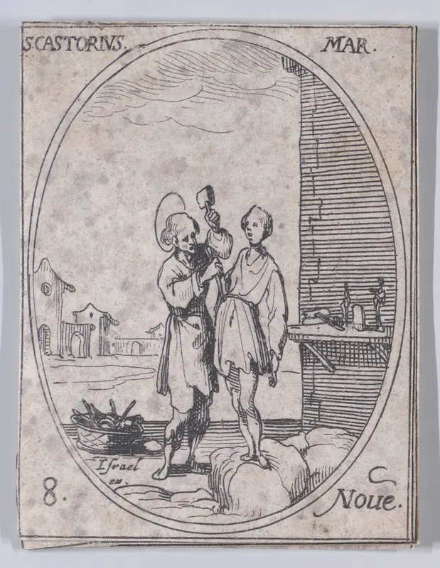 S. Castorie, martyr (St. Castorius, Martyr), November 8th, from "Les Images De Tous Les Saincts et Saintes de L'Année" (Images of All of the Saints and Religious Events of the Year) Wall Art by Jacques Callot - High-Resolution Digital Print