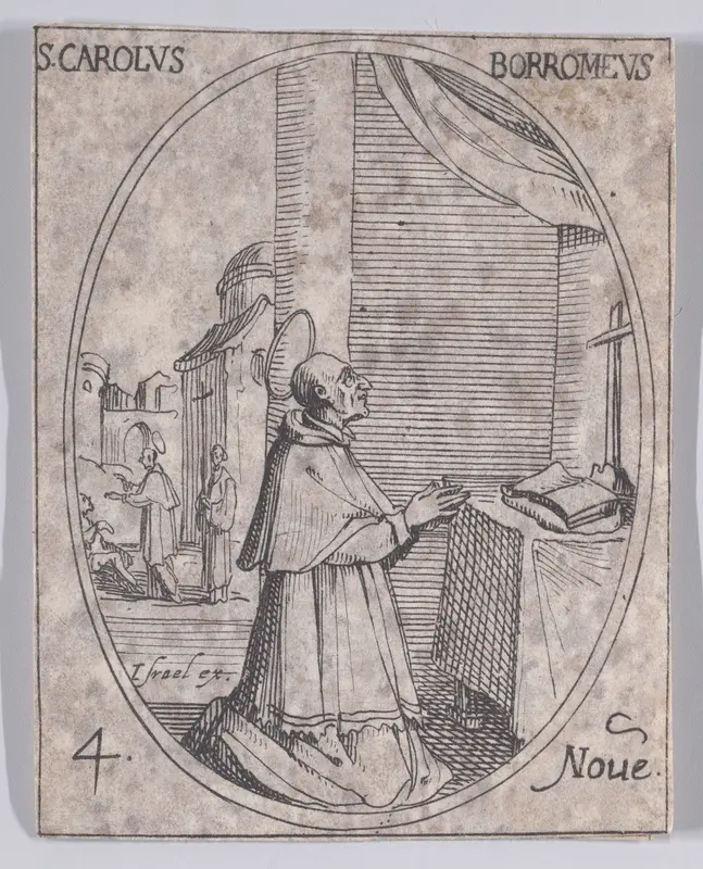 S. Charles Borromée (St. Charles Borommeo), from November 4th, from "Les Images De Tous Les Saincts et Saintes de L'Année" (Images of All of the Saints and Religious Events of the Year) Wall Art by Jacques Callot - High-Resolution Digital Print