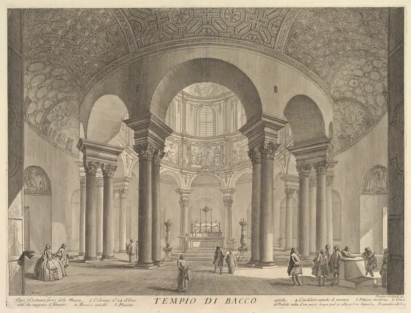 S. Constanza (erroneously callled Temple of Bacchus) (Veduta interna del Sepolcro di S. Constanza, fabbricato da Costantino Magno, ed erroneamente detto il Tempio di Bacco, inoggi Chiesa della medisme Santa), from "Vedute di Roma"