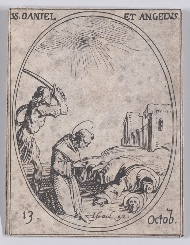 S. Daniel et S. Ange (St. Daniel and St. Angelus), October 13th, from "Les Images De Tous Les Saincts et Saintes de L'Année" (Images of All of the Saints and Religious Events of the Year) Wall Art by Jacques Callot - High-Resolution Digital Print