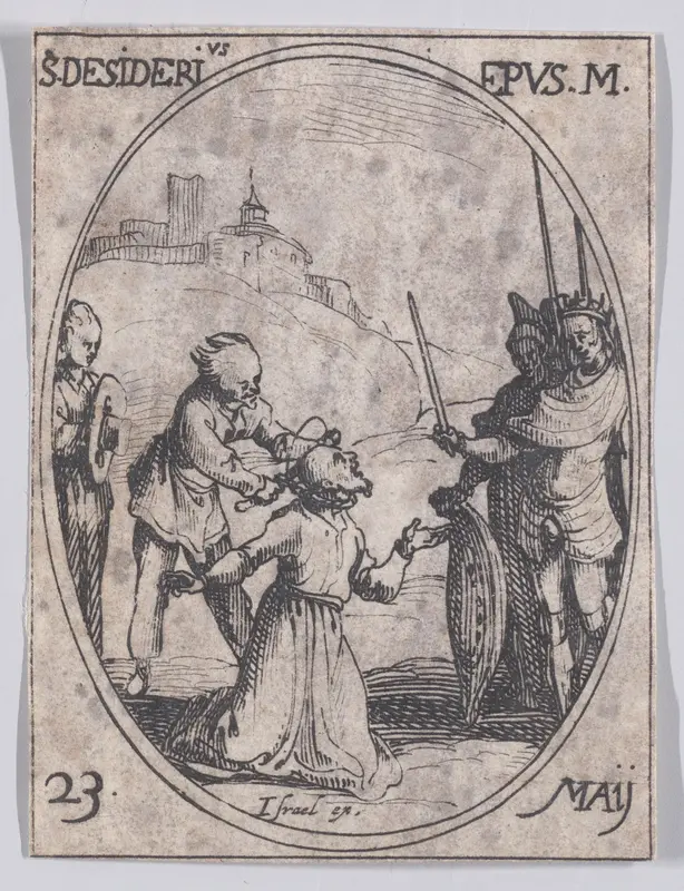 S. Didier, évêqie et martyr (St. Didier (Desiderius), Bishop and Martyr), May 23rd, from "Les Images De Tous Les Saincts et Saintes de L'Année" (Images of All of the Saints and Religious Events of the Year) Wall Art by Jacques Callot - High-Resolution Digital Print