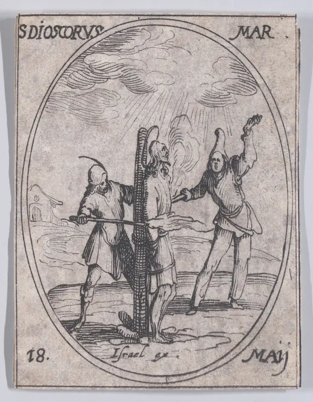 S. Discore, martyr (St. Discorus, Martyr), May 18th, from "Les Images De Tous Les Saincts et Saintes de L'Année" (Images of All of the Saints and Religious Events of the Year) Wall Art by Jacques Callot - High-Resolution Digital Print