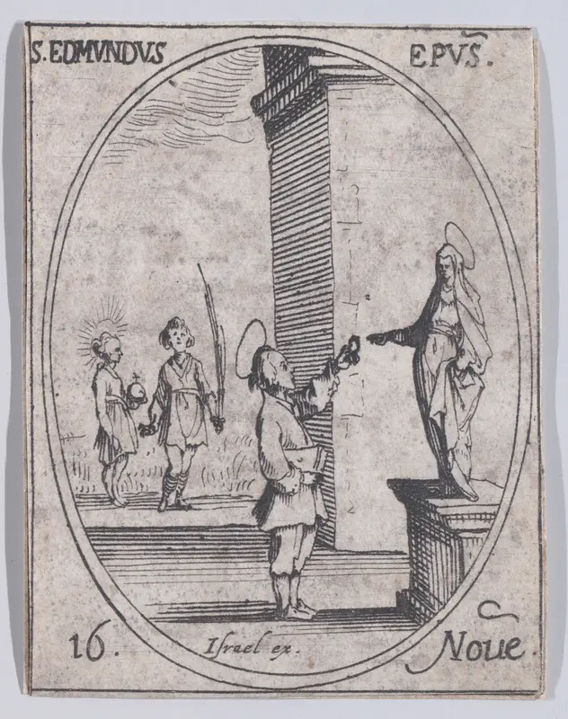 S. Edmond, évêque (St. Edmond, Bishop), November 16th, from "Les Images De Tous Les Saincts et Saintes de L'Année" (Images of All of the Saints and Religious Events of the Year) Wall Art by Jacques Callot - High-Resolution Digital Print