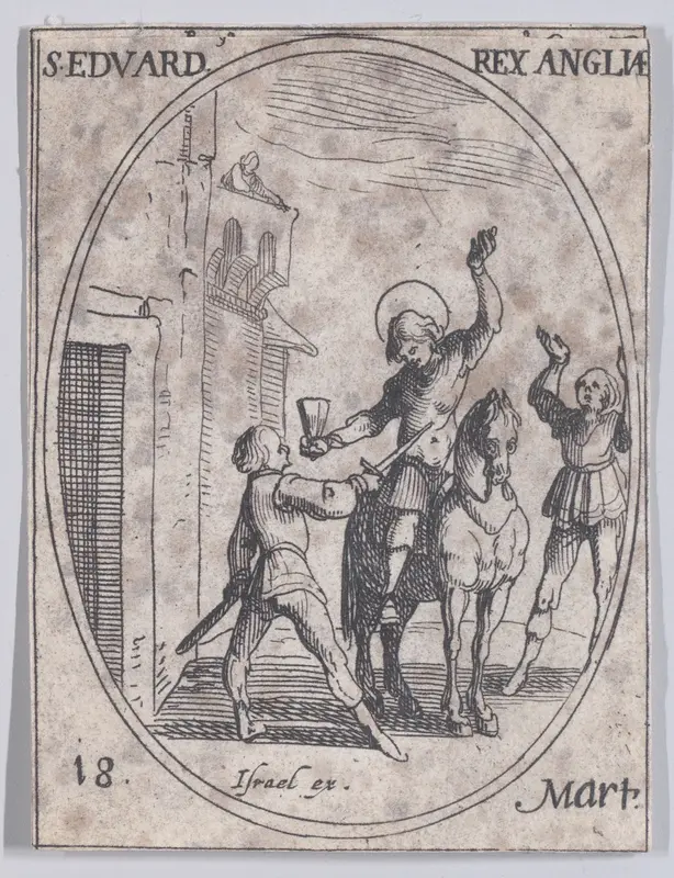 S. Edouard, roi d'Angleterre (St. Edward, King of England), March 18th, from "Les Images De Tous Les Saincts et Saintes de L'Année" (Images of All of the Saints and Religious Events of the Year) Wall Art by Jacques Callot - High-Resolution Digital Print