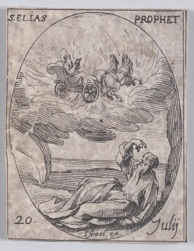 S. Elie, prophète (St. Elias, Prophet), July 20th, from "Les Images De Tous Les Saincts et Saintes de L'Année" (Images of All of the Saints and Religious Events of the Year) Wall Art by Jacques Callot - High-Resolution Digital Print
