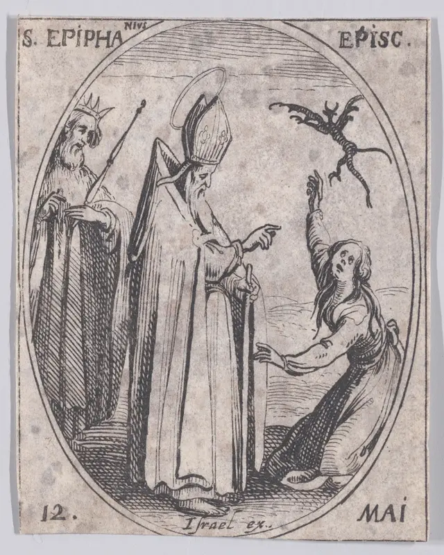 S. Epiphane, évêque (St. Epiphanius, Bishop), May 12th, from "Les Images De Tous Les Saincts et Saintes de L'Année" (Images of All of the Saints and Religious Events of the Year) Wall Art by Jacques Callot - High-Resolution Digital Print
