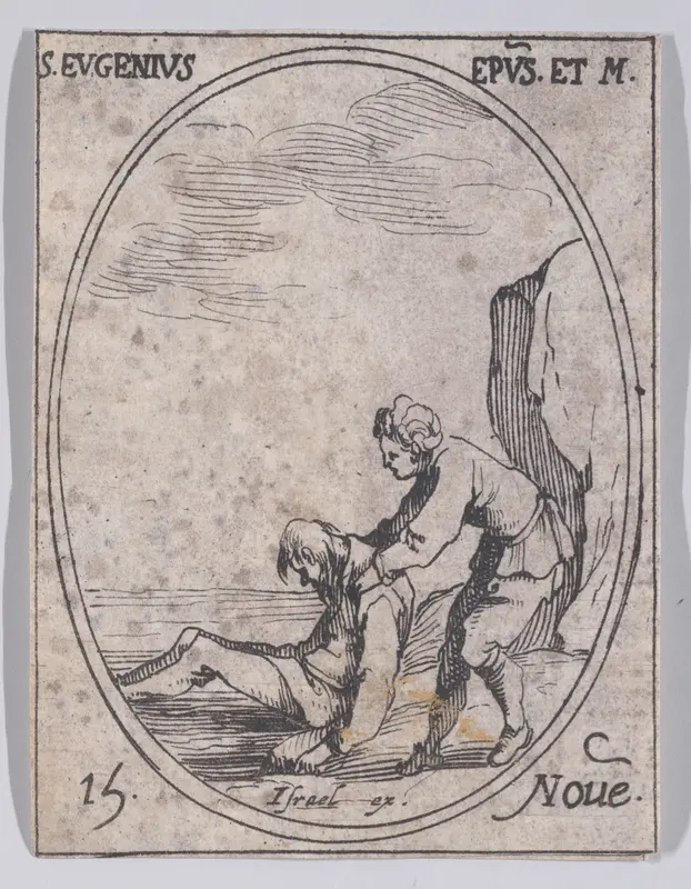 S. Eugène, évêque et martyr (St. Eugene, Bishop and Martyr), November 15th, from "Les Images De Tous Les Saincts et Saintes de L'Année" (Images of All of the Saints and Religious Events of the Year) Wall Art by Jacques Callot - High-Resolution Digital Print
