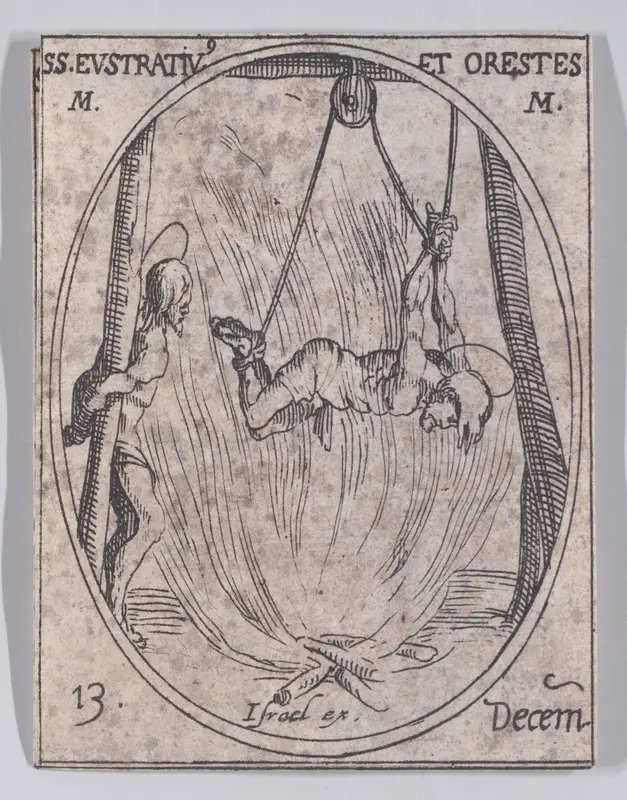 S. Eustrate et S. Oreste (St. Eustratius and St. Orestes), December 13th, from "Les Images De Tous Les Saincts et Saintes de L'Année" (Images of All of the Saints and Religious Events of the Year) Wall Art by Jacques Callot - High-Resolution Digital Print