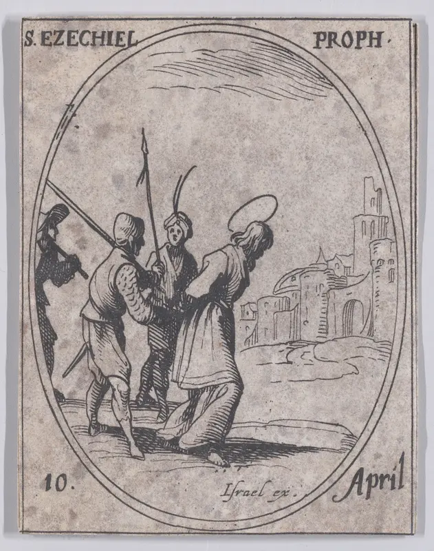 S. Ezechiel, prophète (St. Ezekiel, Prophet), April 10th, from "Les Images De Tous Les Saincts et Saintes de L'Année" (Images of All of the Saints and Religious Events of the Year) Wall Art by Jacques Callot - High-Resolution Digital Print