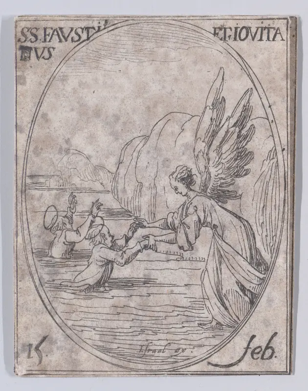 S. Faustin et S. Jovite (St. Faustinus and St. Jovita), February 15th, from "Les Images De Tous Les Saincts et Saintes de L'Année" (Images of All of the Saints and Religious Events of the Year) Wall Art by Jacques Callot - High-Resolution Digital Print