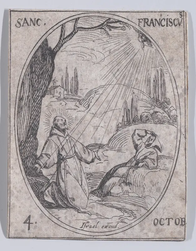 S. François (St. Francis), October 4th, from "Les Images De Tous Les Saincts et Saintes de L'Année" (Images of All of the Saints and Religious Events of the Year) Wall Art by Jacques Callot - High-Resolution Digital Print