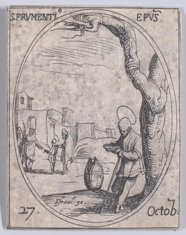 S. Frumence, évêque (St. Frumentius, Bishop), October 27th, from "Les Images De Tous Les Saincts et Saintes de L'Année" (Images of All of the Saints and Religious Events of the Year) Wall Art by Jacques Callot - High-Resolution Digital Print