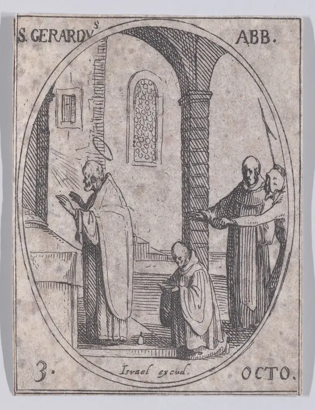 S. Gérard, abbé (St. Gerard, Abbot), October 3rd, from "Les Images De Tous Les Saincts et Saintes de L'Année" (Images of All of the Saints and Religious Events of the Year) Wall Art by Jacques Callot - High-Resolution Digital Print