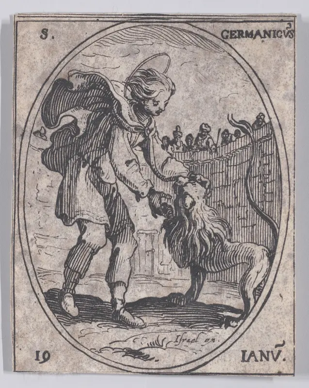 S. Germanique (St. Germanicus), January 19th, from "Les Images De Tous Les Saincts et Saintes de L'Année" (Images of All of the Saints and Feast Days of the Year) Wall Art by Jacques Callot - High-Resolution Digital Print