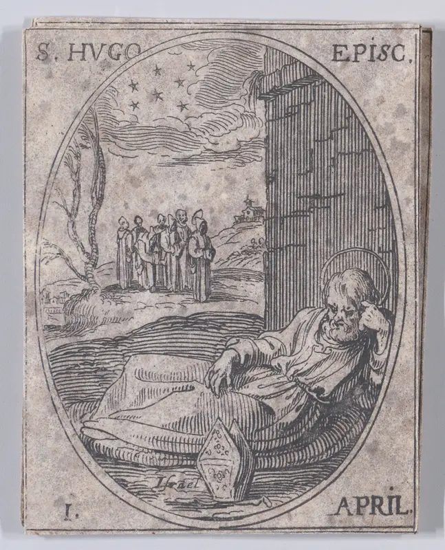 S. Hugues, évêque (St. Hugh of Grenoble, Bishop), April 1st, from "Les Images De Tous Les Saincts et Saintes de L'Année" (Images of All of the Saints and Religious Events of the Year) Wall Art by Jacques Callot - High-Resolution Digital Print