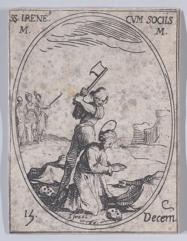 S. Irénée et Ses Compagnons (St. Irenaeus and His Companions), December 15th, from "Les Images De Tous Les Saincts et Saintes de L'Année" (Images of All of the Saints and Religious Events of the Year) Wall Art by Jacques Callot - High-Resolution Digital Print