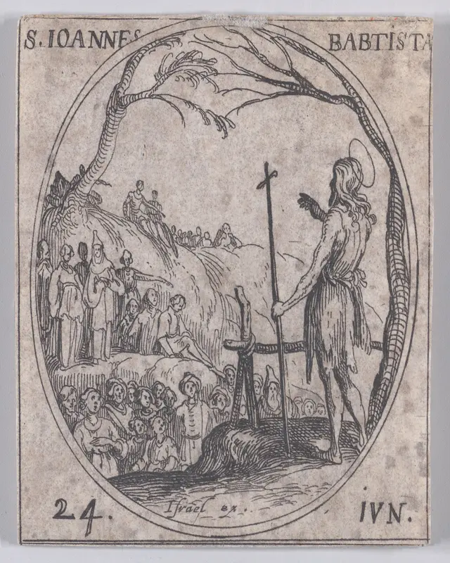 S. Jean Baptiste (St. John the Baptist), June 24th, from "Les Images De Tous Les Saincts et Saintes de L'Année" (Images of All of the Saints and Religious Events of the Year) Wall Art by Jacques Callot - High-Resolution Digital Print