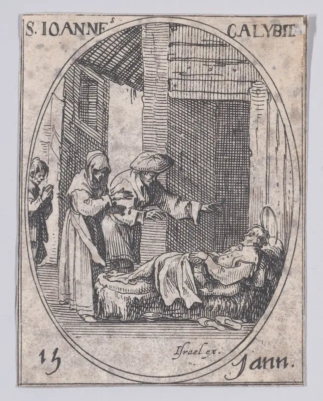 S. Jean Calybite (St. John Calabyte), January 15th, from "Les Images De Tous Les Saincts et Saintes de L'Année" (Images of All of the Saints and Feast Days of the Year) Wall Art by Jacques Callot - High-Resolution Digital Print