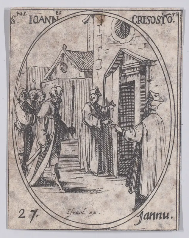 S. Jean Chrysostome (St. John Chrisostome), January 27th, from "Les Images De Tous Les Saincts et Saintes de L'Année" (Images of All of the Saints and Feast Days of the Year) Wall Art by Jacques Callot - High-Resolution Digital Print
