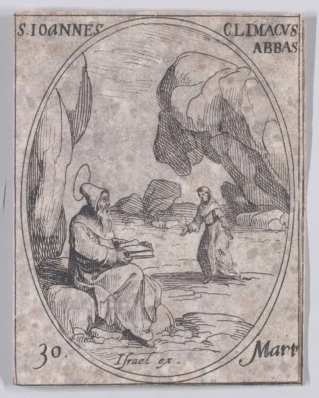 S. Jean Climaque, abbé (St. John Climaticus, Abbot), March 30th, from "Les Images De Tous Les Saincts et Saintes de L'Année" (Images of All of the Saints and Religious Events of the Year) Wall Art by Jacques Callot - High-Resolution Digital Print