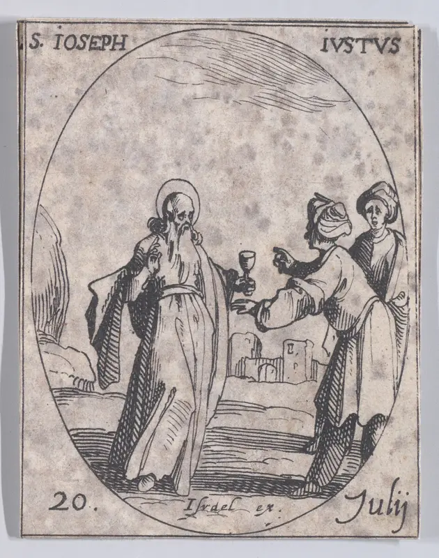 S. Joseph, le juste (St. Joseph the Just), July 20th, from "Les Images De Tous Les Saincts et Saintes de L'Année" (Images of All of the Saints and Religious Events of the Year) Wall Art by Jacques Callot - High-Resolution Digital Print