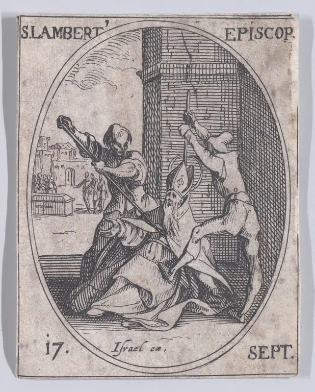 S. Lambert, évêque (St. Lambert, Bishop), September 17th, from "Les Images De Tous Les Saincts et Saintes de L'Année" (Images of All of the Saints and Religious Events of the Year) Wall Art by Jacques Callot - High-Resolution Digital Print