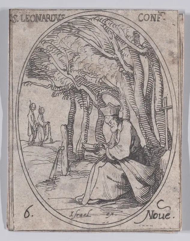 S. Léonard, confesseur (St. Leonard, Confessor), November 6th, from "Les Images De Tous Les Saincts et Saintes de L'Année" (Images of All of the Saints and Religious Events of the Year) Wall Art by Jacques Callot - High-Resolution Digital Print